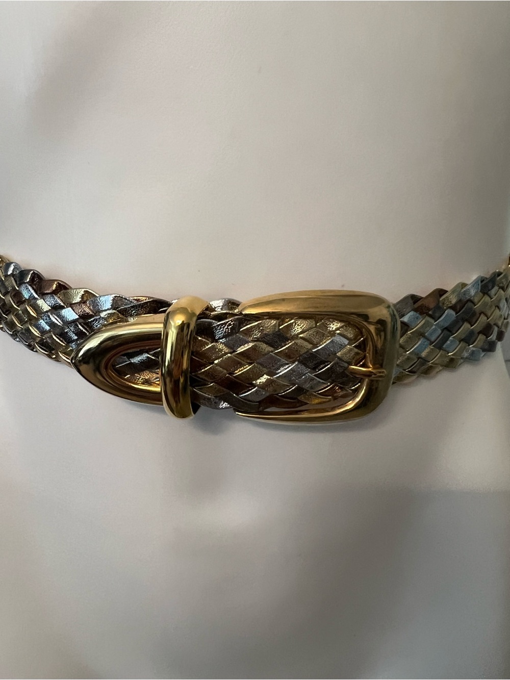 Vintage Century Canada Metallic Braided Belt Gold Silver Bronze 40”